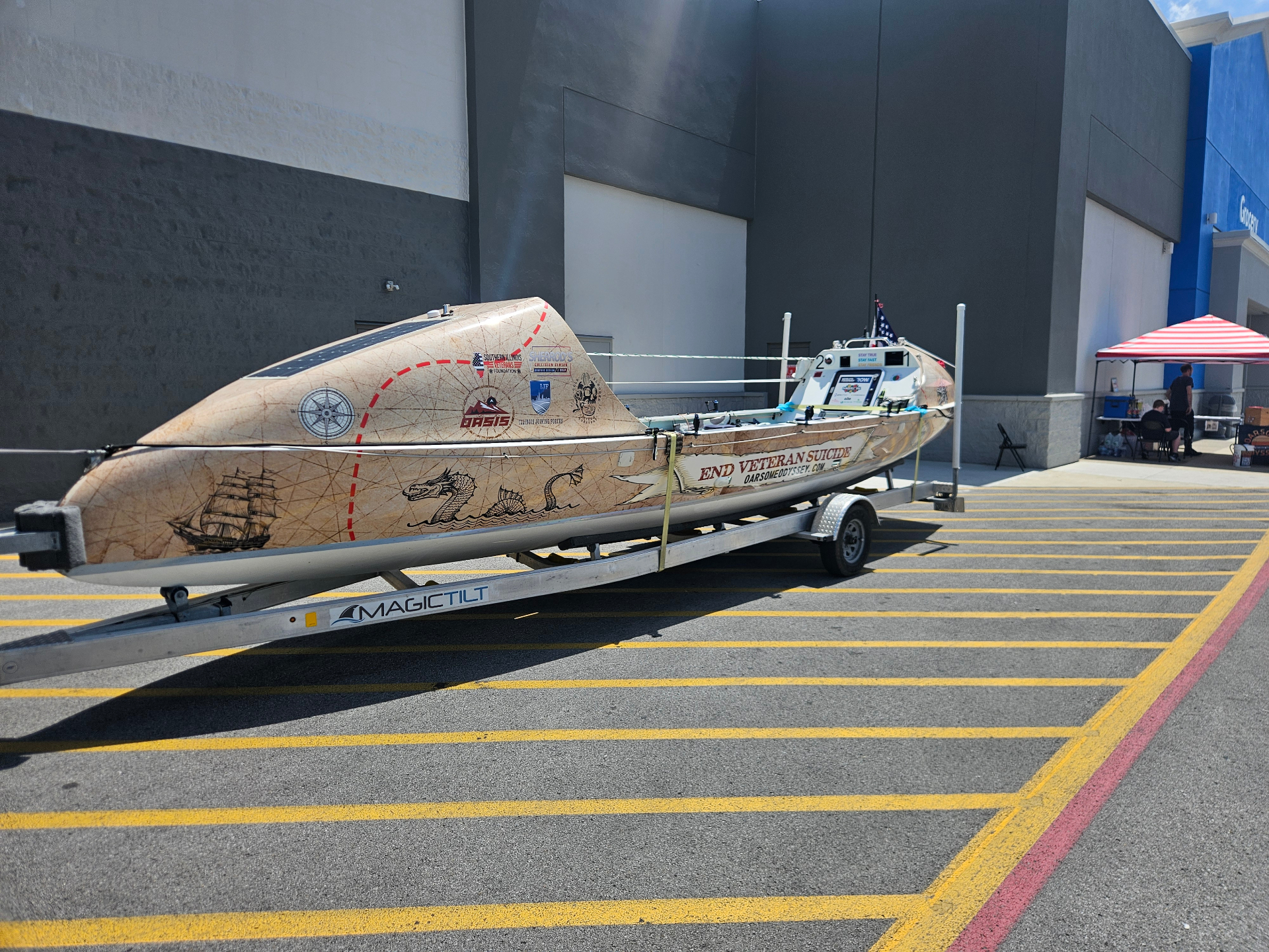The ocean rowing boat that will carry the crew around America's Great Loop